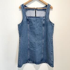 Abercrombie & Fitch Denim Pinafore Mini Dress Womens Large Petite Blue Jean